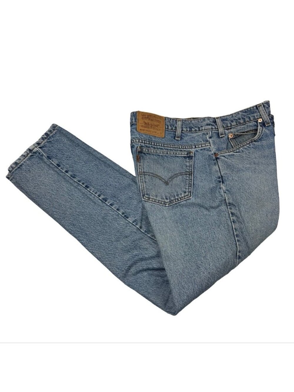 VTG Levi's Men's 505 Regular Fit Orange Tag Jeans Blue • USA • 38x32